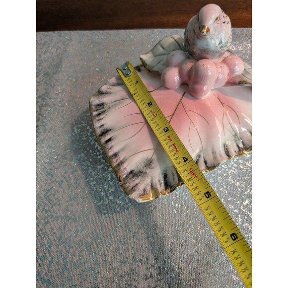 Ucagco Ceramics Japan Antq Vtg Pink Gray Gold Bird Trinket Vanity Cig Box MCM - Picture 12 of 14